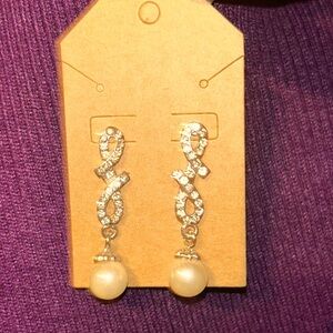 🧨Rhinestone With Pearl Drop Earrings